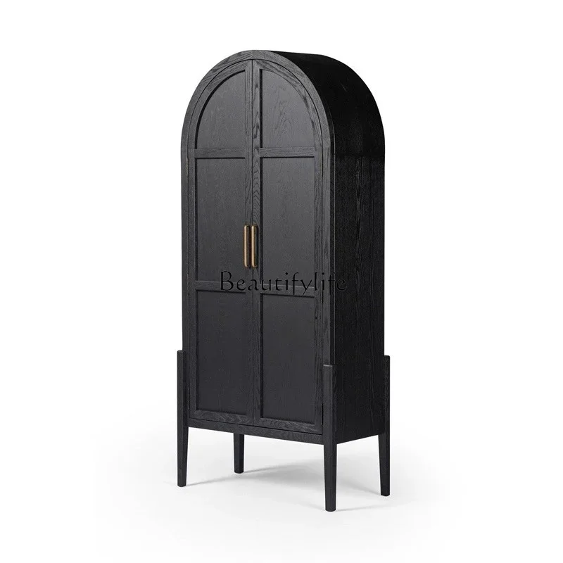 

ls 04French Modern Vintage Locker Vaulted Living Room Dining Room Side Cabinet Black