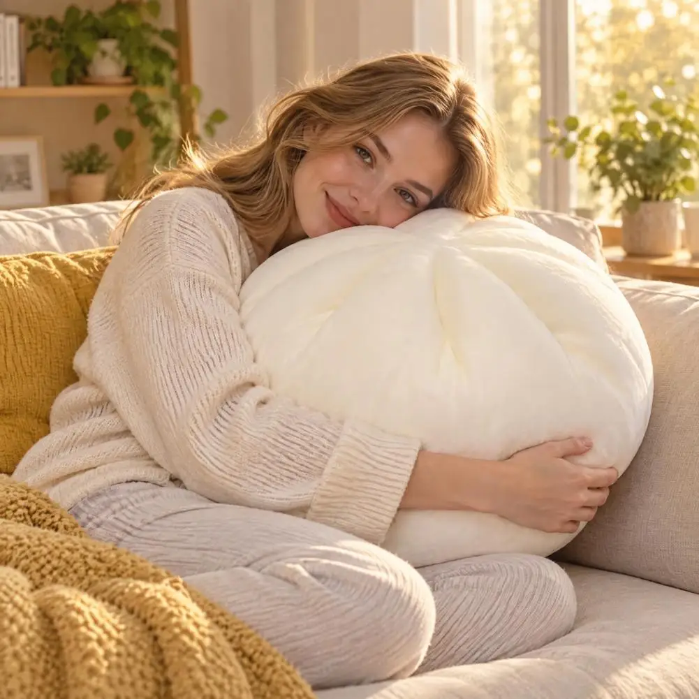 Soft Stuffed Bun Cushion Dumpling Plush Pillow with Soft Pp Cotton Filling Comfortable Baozi Cushion for Home Decor Stress