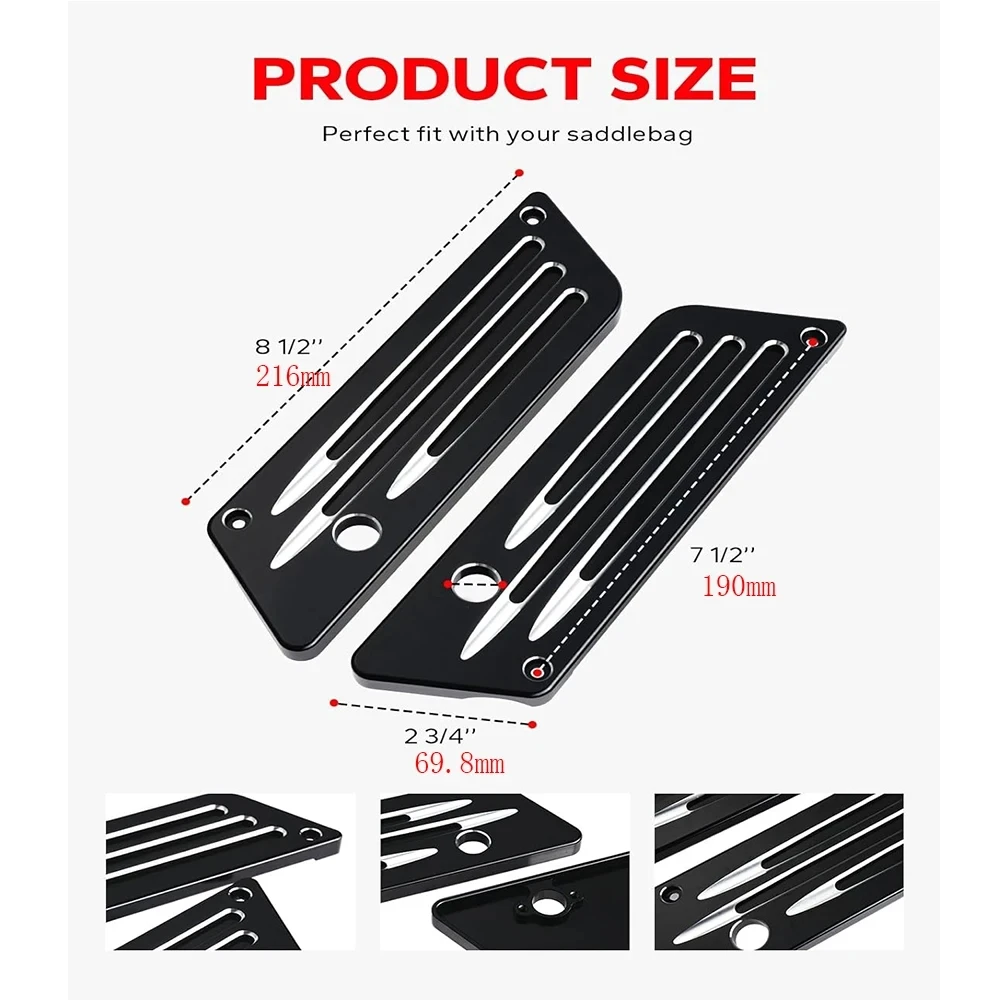 Coperture di chiusura per borsa da sella per borsa da sella per moto in alluminio CNC per Harley Touring Street Glide Electra Glide Road Glide 1993-2013