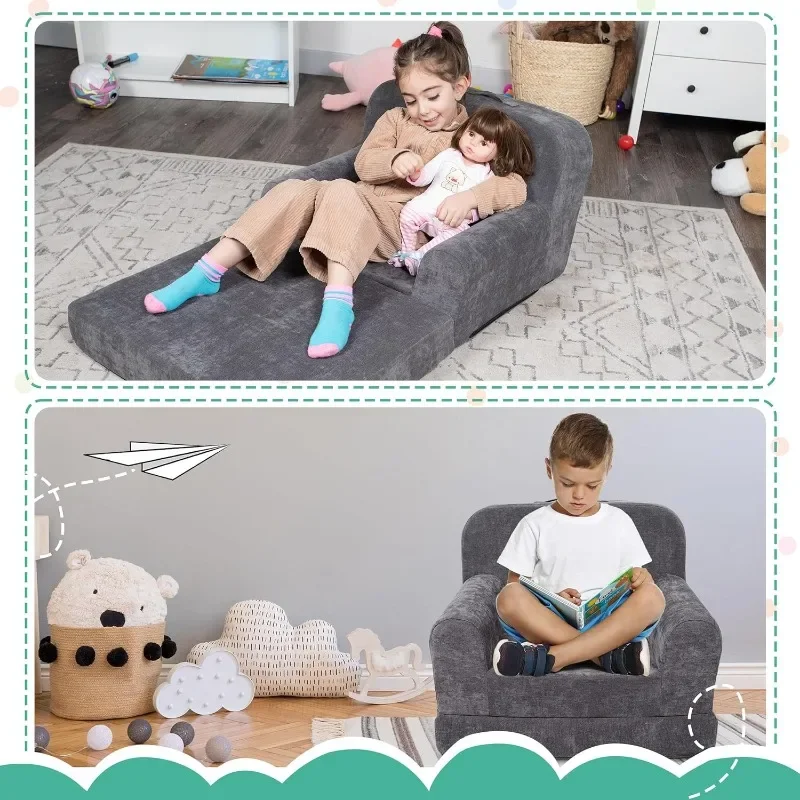 Sofá plegable y reclinable para niños, silla Convertible para niños pequeños, sofá reclinable abatible