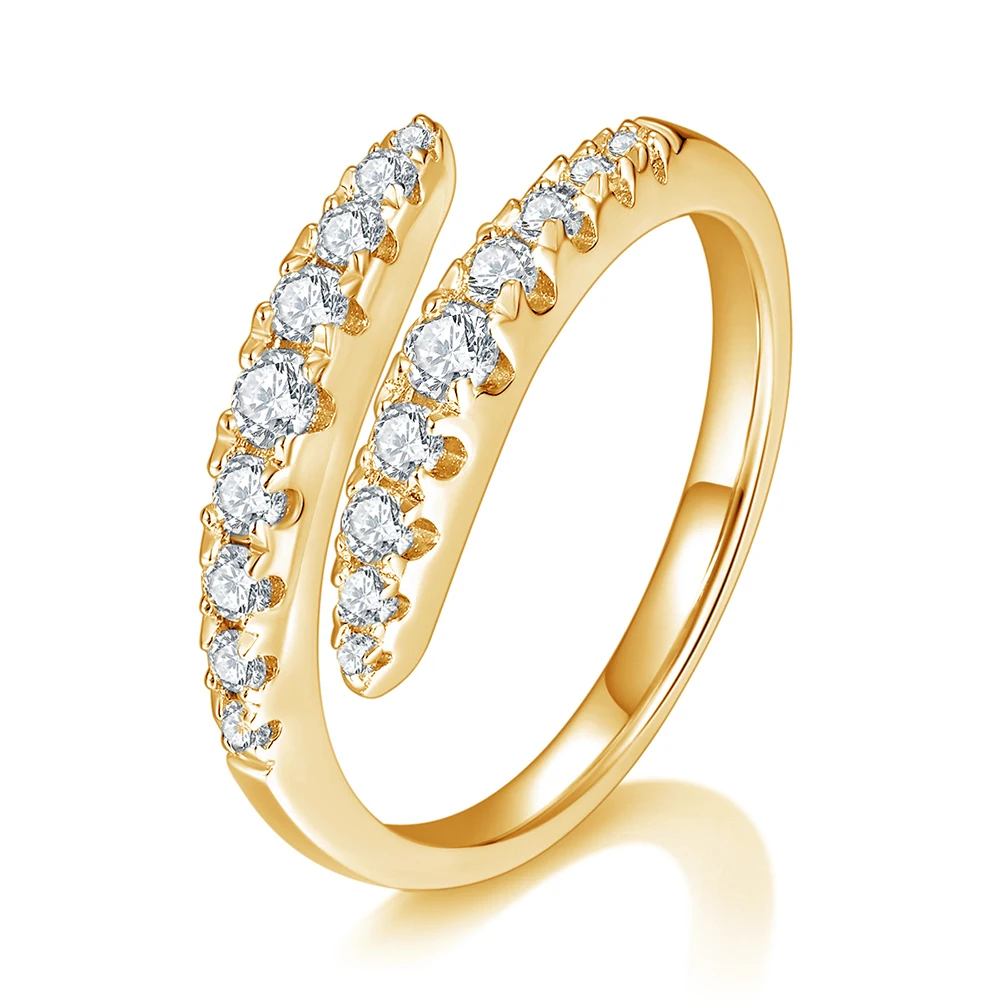 

GazingJewelry0.45CT Carat True D Color Full Moissanite Double Open Wedding Ring For Women With GRA Certificate S925 Sterling Sil