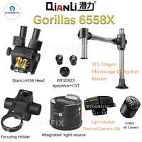 QianLi Gorilla Trinocular Stereo Microscope 6.5-58X Continuous Zoom Set With YCS Dragon Microscope Swing Arm Bracket Repair Tool