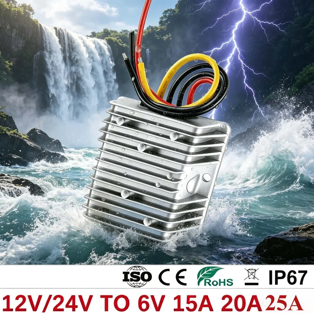 CE RoHS 12V 24V to 6V 15A 25A 20A Buck Module Step Down 10-36V to 6V Low Heat Stable Output Toy Car Power Supply DC Converter