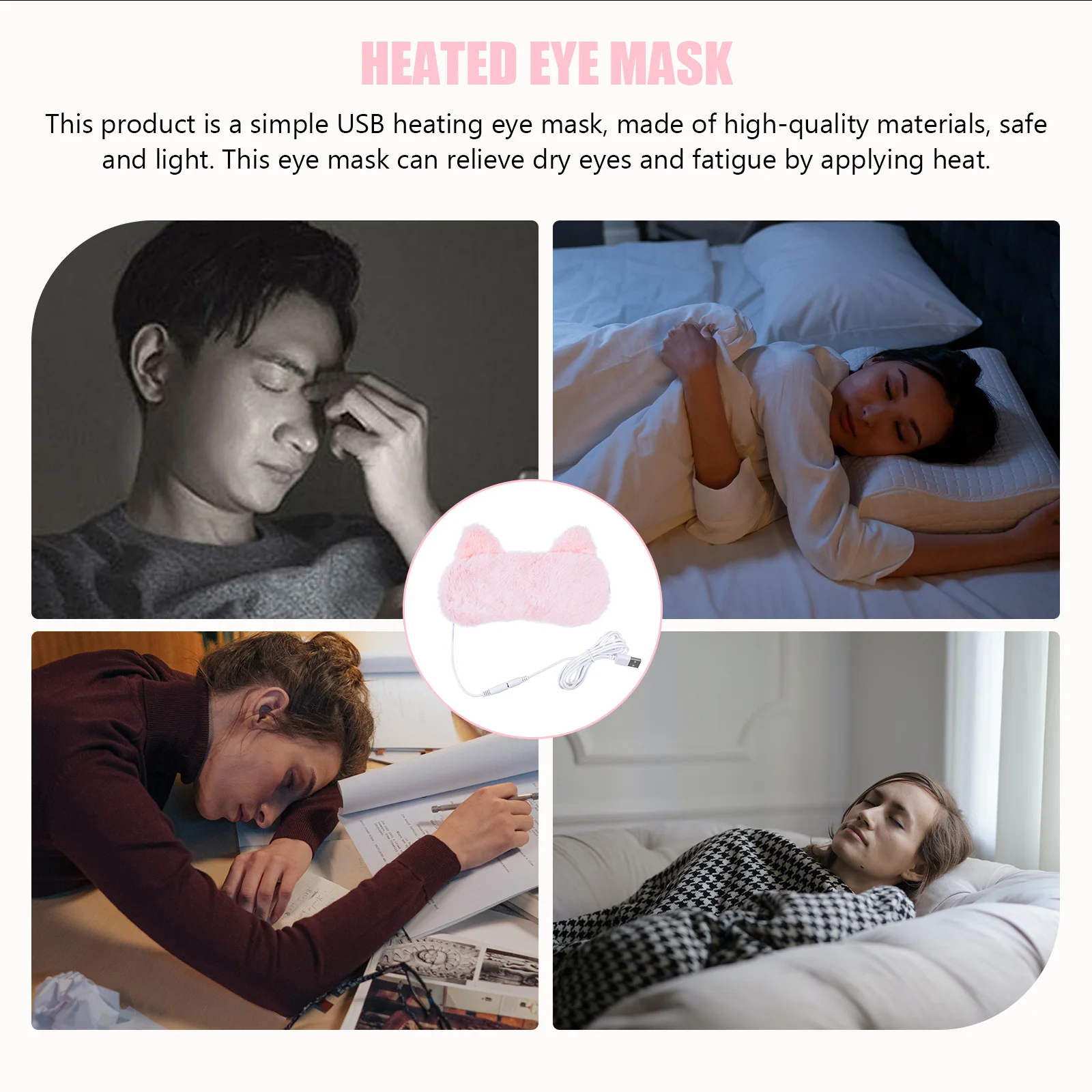 

Relieve Fatigue Usb Eye Mask Heated Sleep Patch Shading Cover For Home Travel Improve Eyesight Comfortable Heat Therapy Eye Mask
