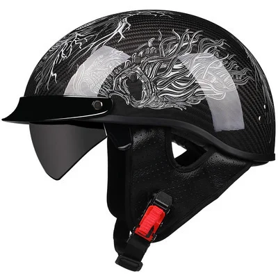 

DOT approved Motorbike Helm Vintage Retro Carbonfiber Motorcycle Helmet German Casco Japanese Style Moto Open Half Face