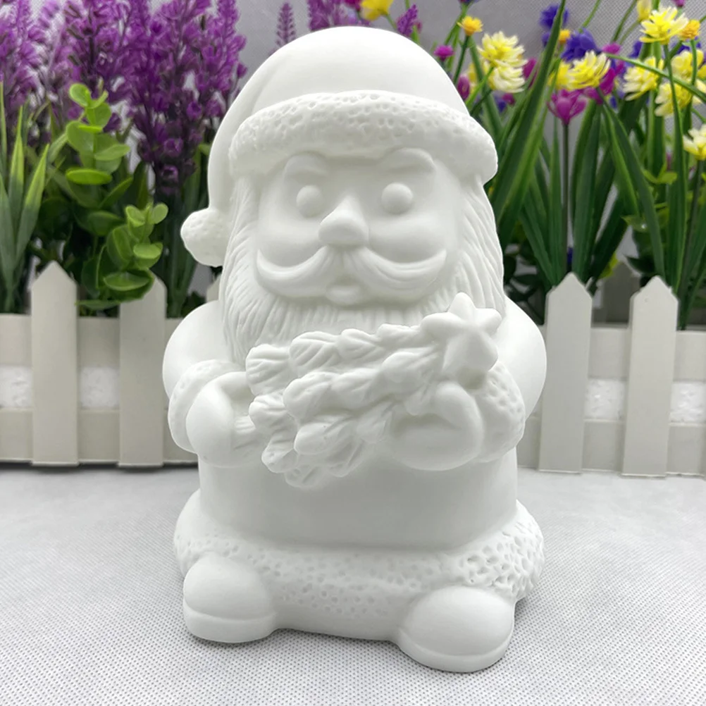 

1Set DIY Christmas Unpainted Santa Clause Vinyl Ornament Blank Nutcracker with Pigment Accessories for Christmas Gift