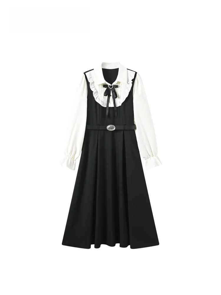 

Новая весенняя женская юбка-миди больших размеров в студенческом стиле, приталенная, А-силуэт, с завязками, высокая талия