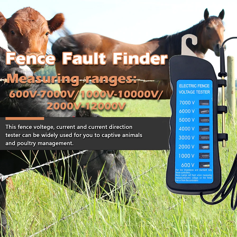 Electric Fence Tester Voltage Meter 7KV/10KV/12KV Waterproof Portable Farm Tool with 6/8 Light Voltage Test Tool dropshipping