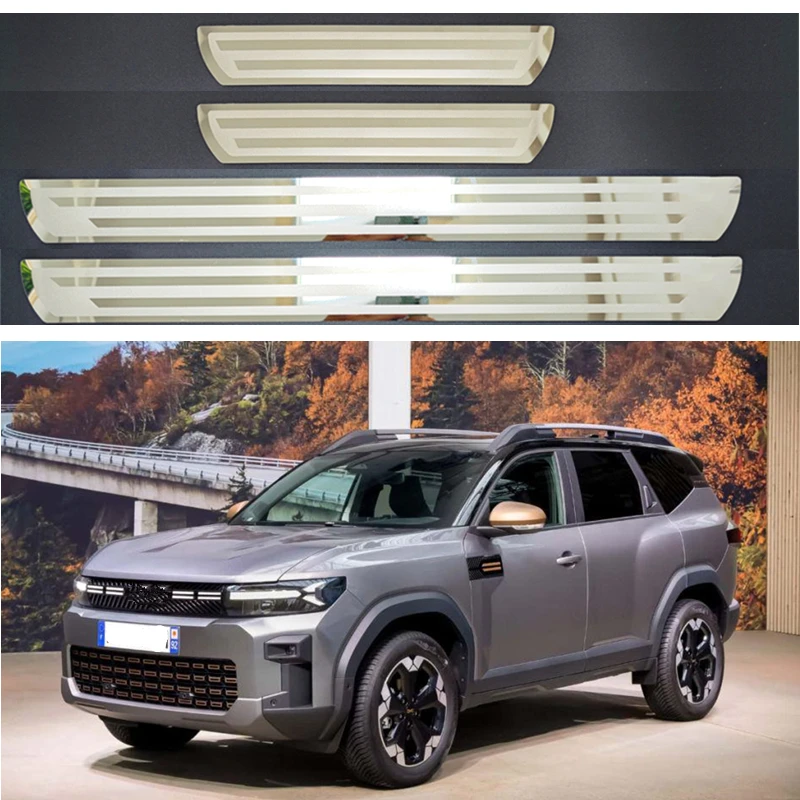 Chrome Door Sill Pedal Guards Trim Protector For DACIA BIGSTER 2024 2025 2026 Threshold Kick Scuff Plate Sticker Car Accessories