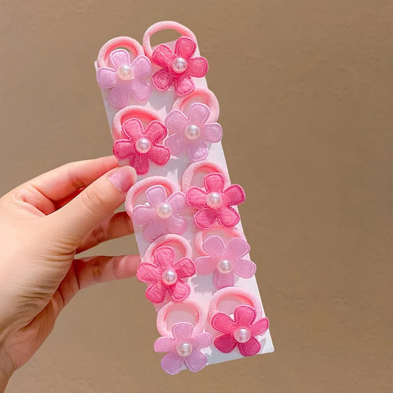 10 Stück neue schöne elastische Haarbänder für Blumenmädchen, Haarschmuck für Kinder – Detail 3