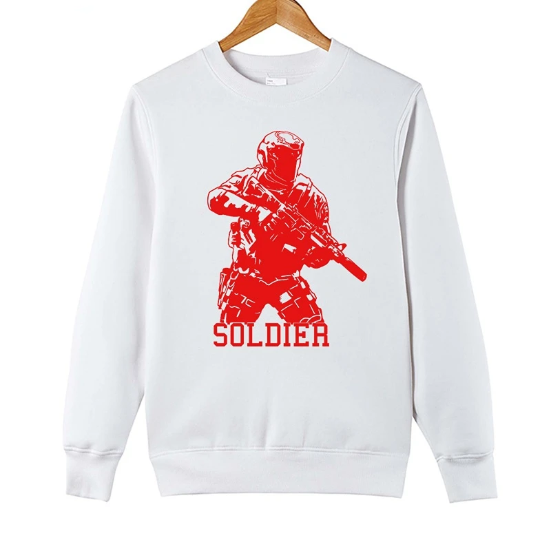 Winter NEW Men Pullover Sweatshirt SOLDIER Printing Fashion Hoodies Cotton Men Crewneck Sweatshirt XS-XXXL