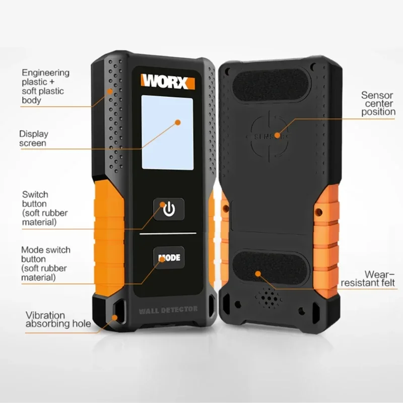 Youpin Worx Stud Finder WX085 3 в 1, многофункциональный настенный детектор металла, дерева и переменного тока, детектор кабеля, цифровой дисплей, USB-детекторы