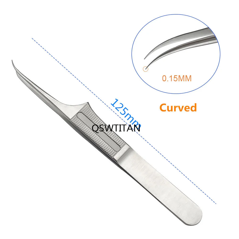 QSWTITAN Stainless Steel Hair Implanting Tweezers Autoclavable Hair Transplant Straight Angle Tweezers Fue Hair Tweezer