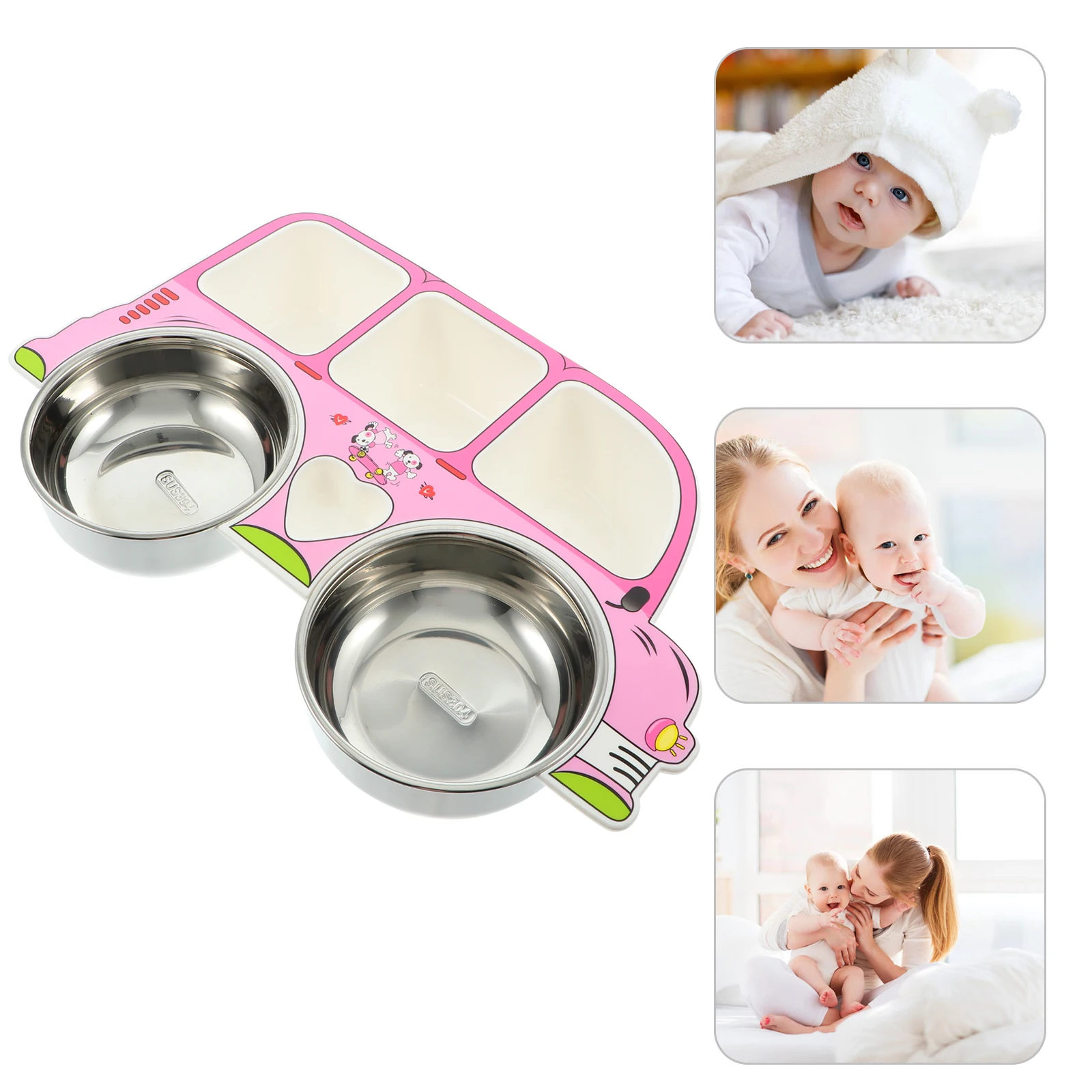 

1pc Car Shape Baby Dinner Plate Set Compartments Meat Rice Fruit Vegetable Microwave Refrigerate Safe Easy Clean Kids