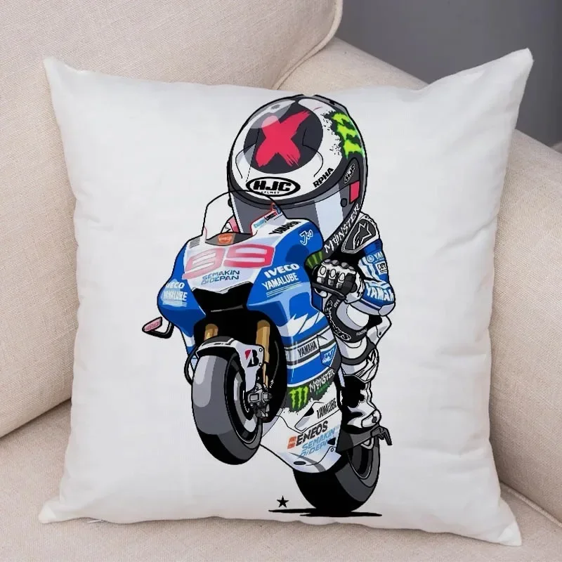 Cartoon sports motorcycle racing rider pattern series pillow cover suitable for home room bedroom sofa pillow cover