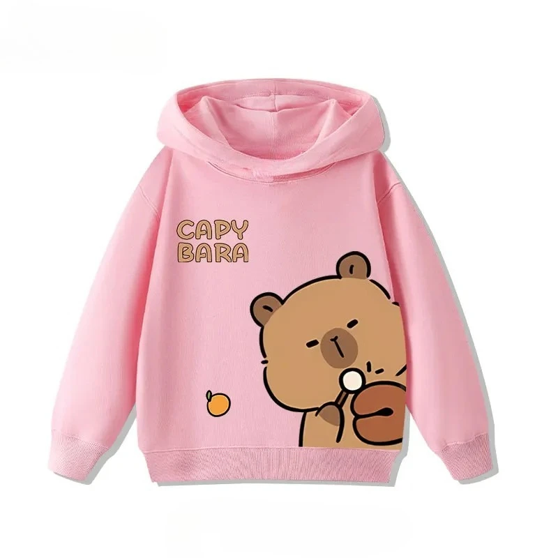 Herbst 3-12 Jahre Cartoon Niedlicher Capybara-Druck Kinder-Kapuzenpullover Lässiger Modischer Bequemer Jungen-Mädchen-Sweatshirt Pullover – Detail 3
