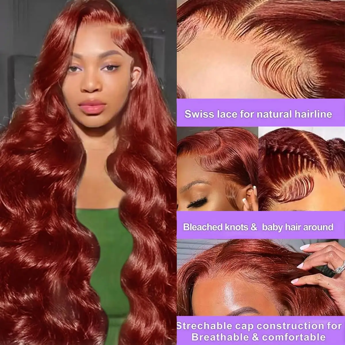200 density Reddish Brown Body Wave 13x6 Hd Lace Front Human Hair Wig Brazilian 36 Inch Transparent Body Wave Lace Frontal Wigs