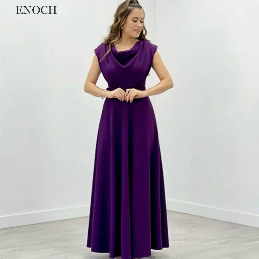 

Женское атласное вечернее платье ENOCH, с V-образным вырезом, без рукавов, пляжные официальные платья с поясом, 2023