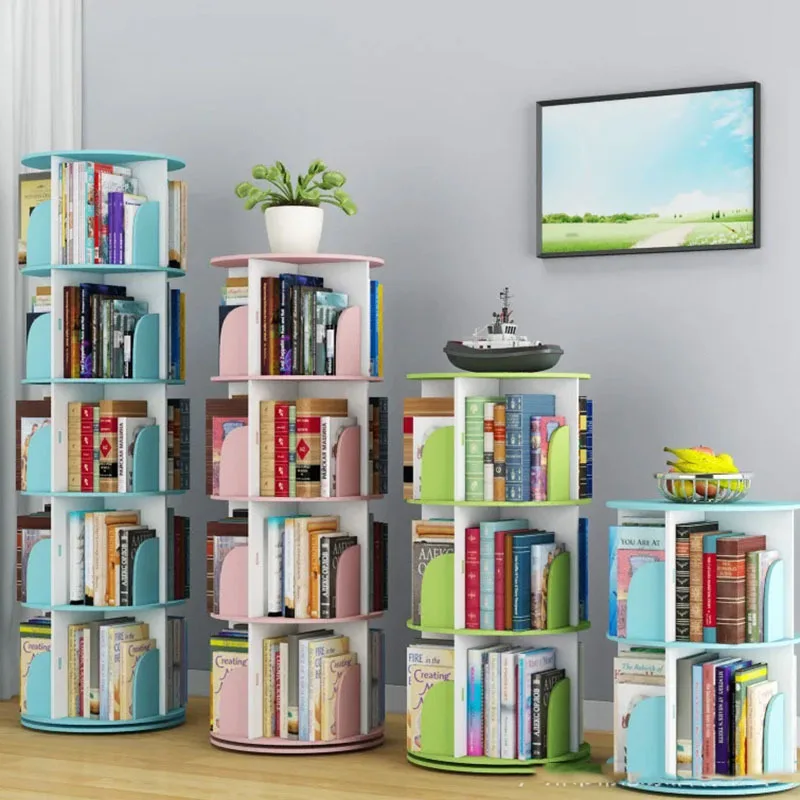 Simple Rotating Bookshelf Children Picture Frame Student Simple Organizer Space Saving Bookcase Modern Vitrina Library Furniture