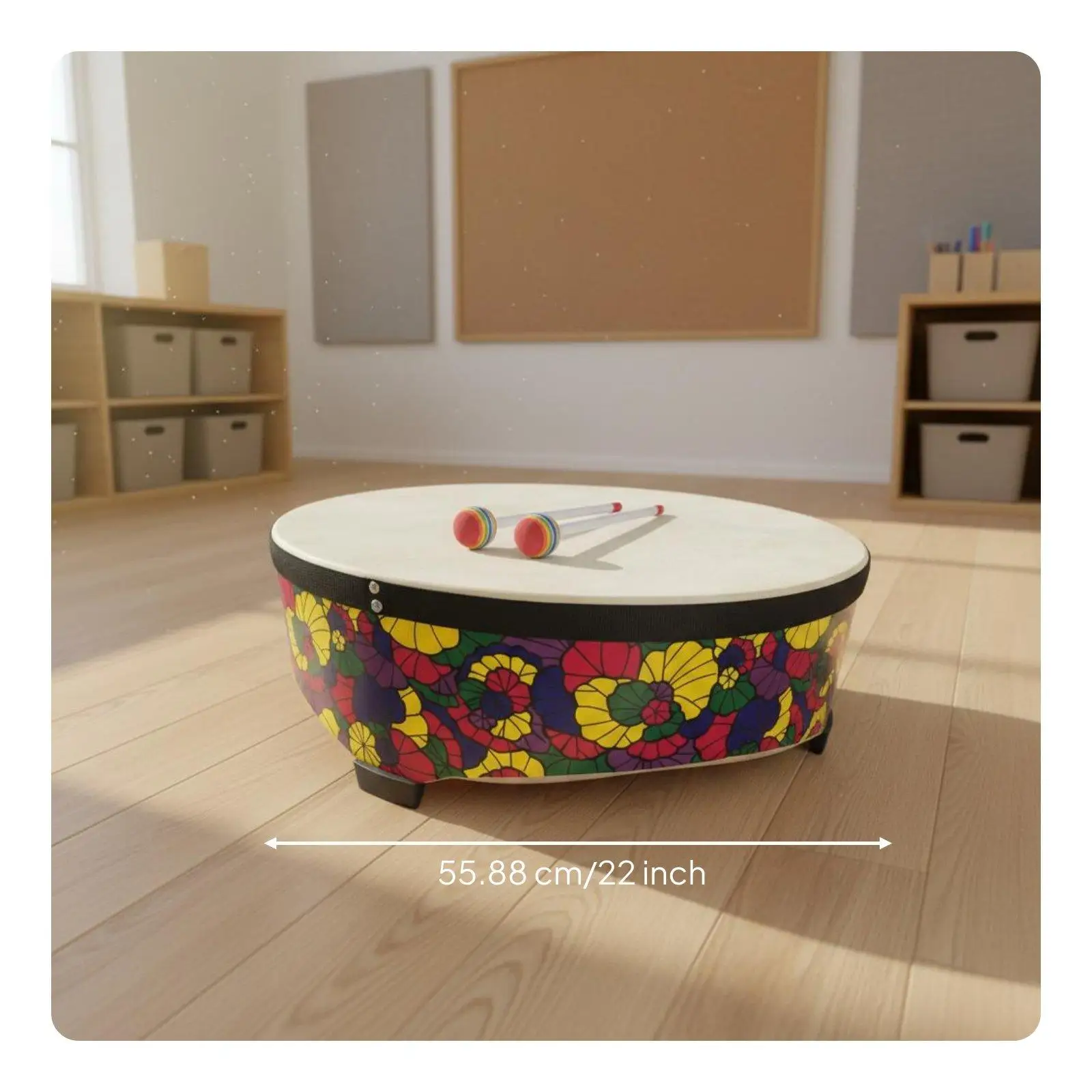 22 Inch Colorful Children Drum Interactive Rhythm Toy Musical Wooden Floor Percussion for Early Learning Group Activity