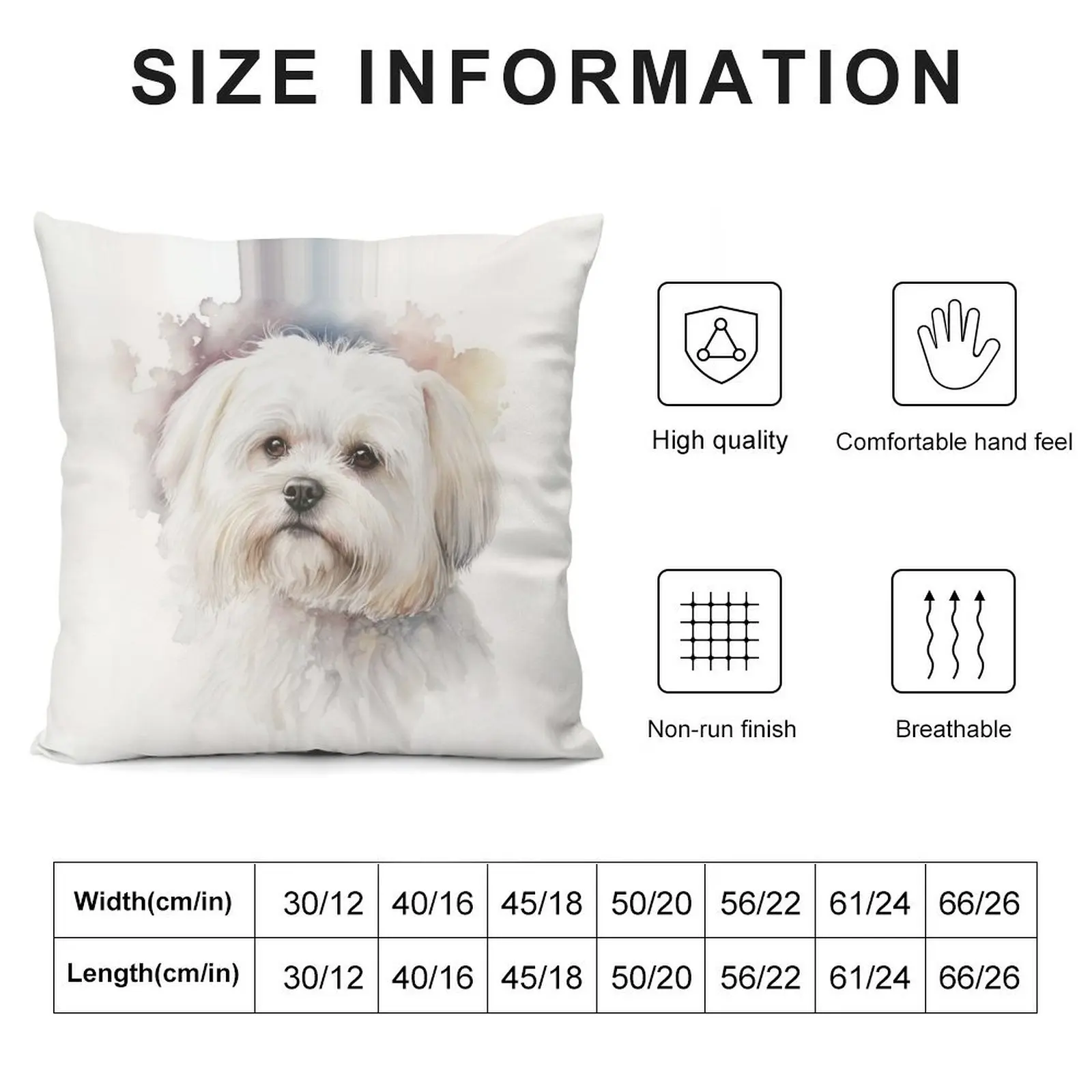 Adorable Maltese in Watercolor Throw Pillow Sitting Cushion Pillow Case pillow