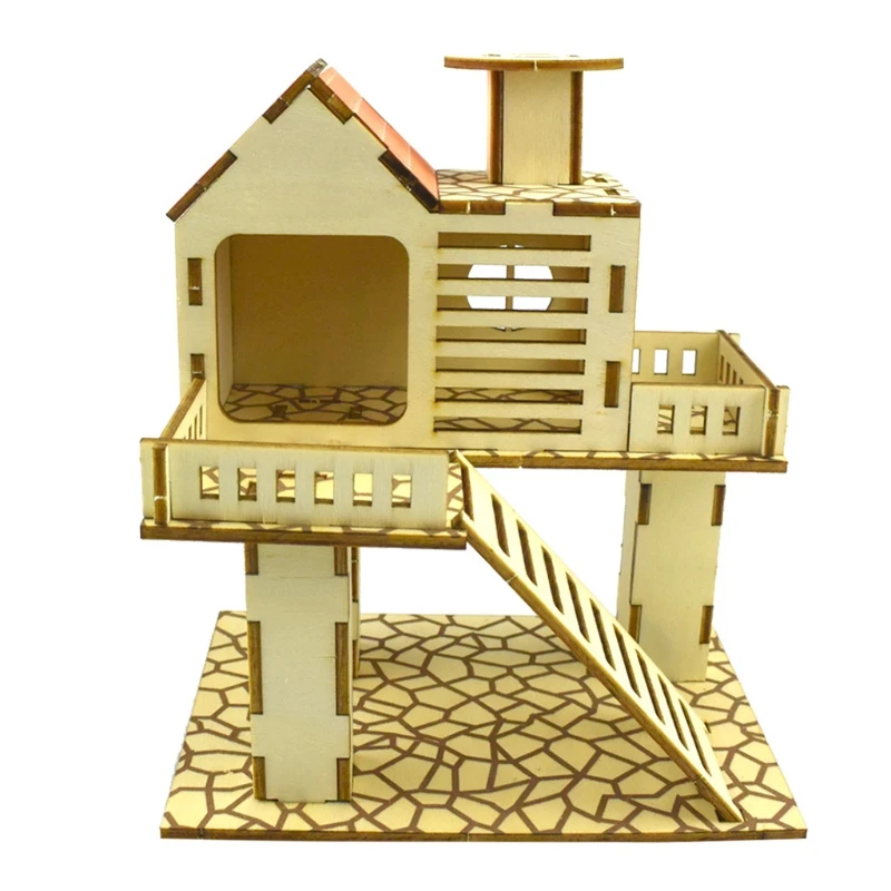 

Hamster Wooden Villa House Climbing Toy Hideout Nesting Habitat for Chinchillas Guinea Pigs Small Animals 5 Styles