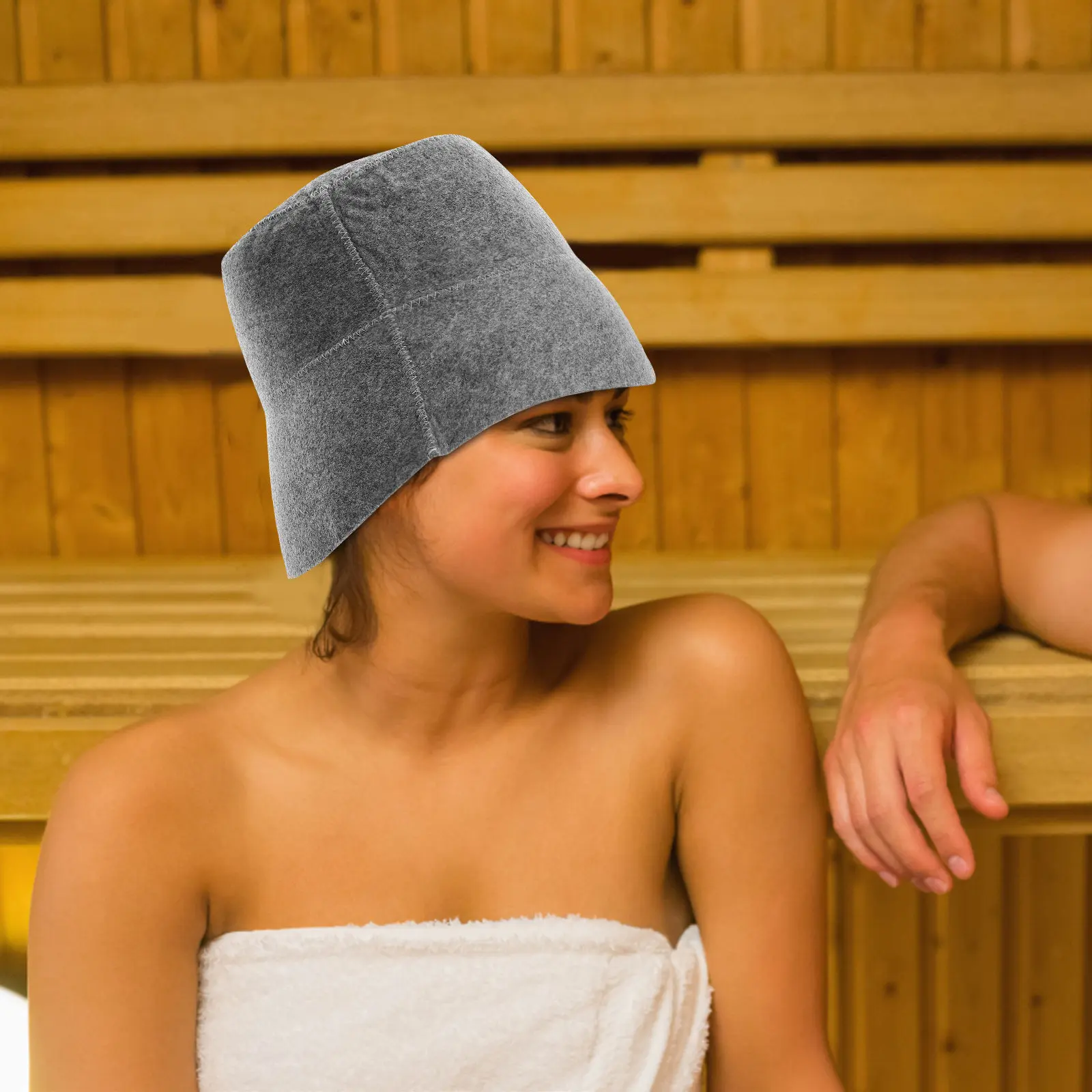 

2Pcs Sauna Hats Felt Soft Absorbent Bath Shower Caps Large Heat Insulation Sauna Accessories for Men Women Shower Cap
