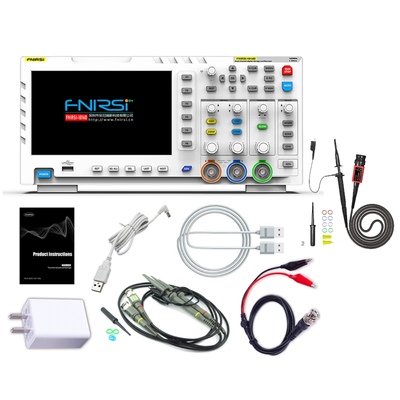 FNIRSI 1014D Osciloscópio Digital Gerador de Sinal DDS, Sonda de Alta Tensão 100X, 2 Canais 100Mhz Largura de Banda 1GSa/s Taxa de Amostragem