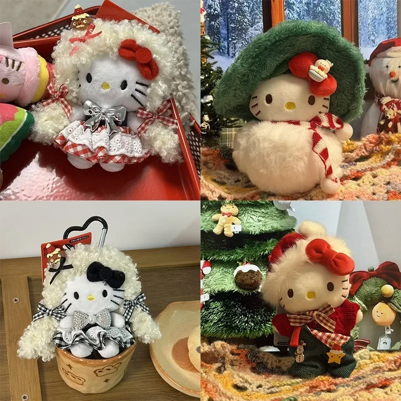 Cartoon Sanrio Kawaii Hello Kitty Christmas Outfit Plush Toy Keychain Accessories Plush Dolls Dolls Keychains Christmas Gifts