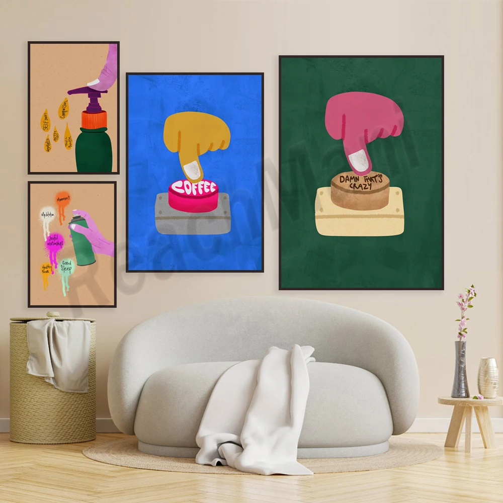 Things that make you happy, positive affirmation art - self care, colorful pop doodles - mental health posters, espresso art