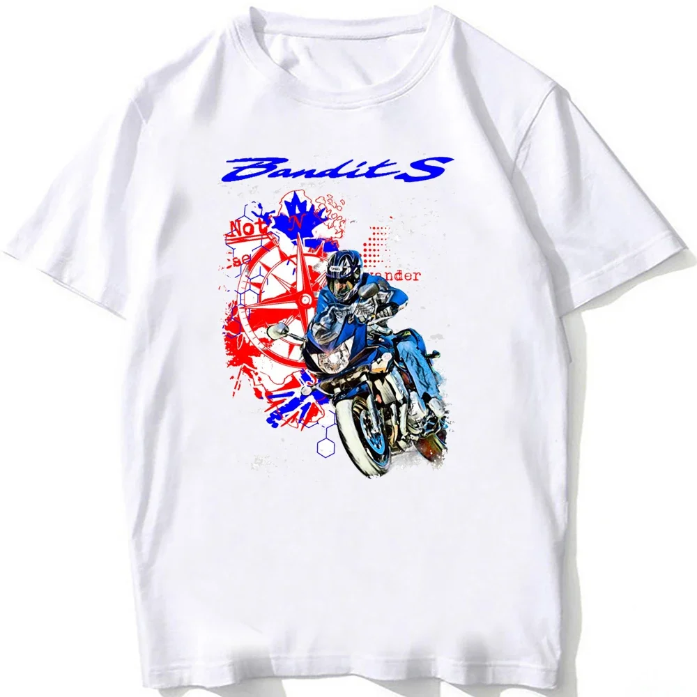 Gsf Bandiet 1250S Biker Adventure Motorfiets Klassiek T-Shirt Zomer Heren Korte Mouw Wit Casual Tops Hiphop Boy Riding Tees