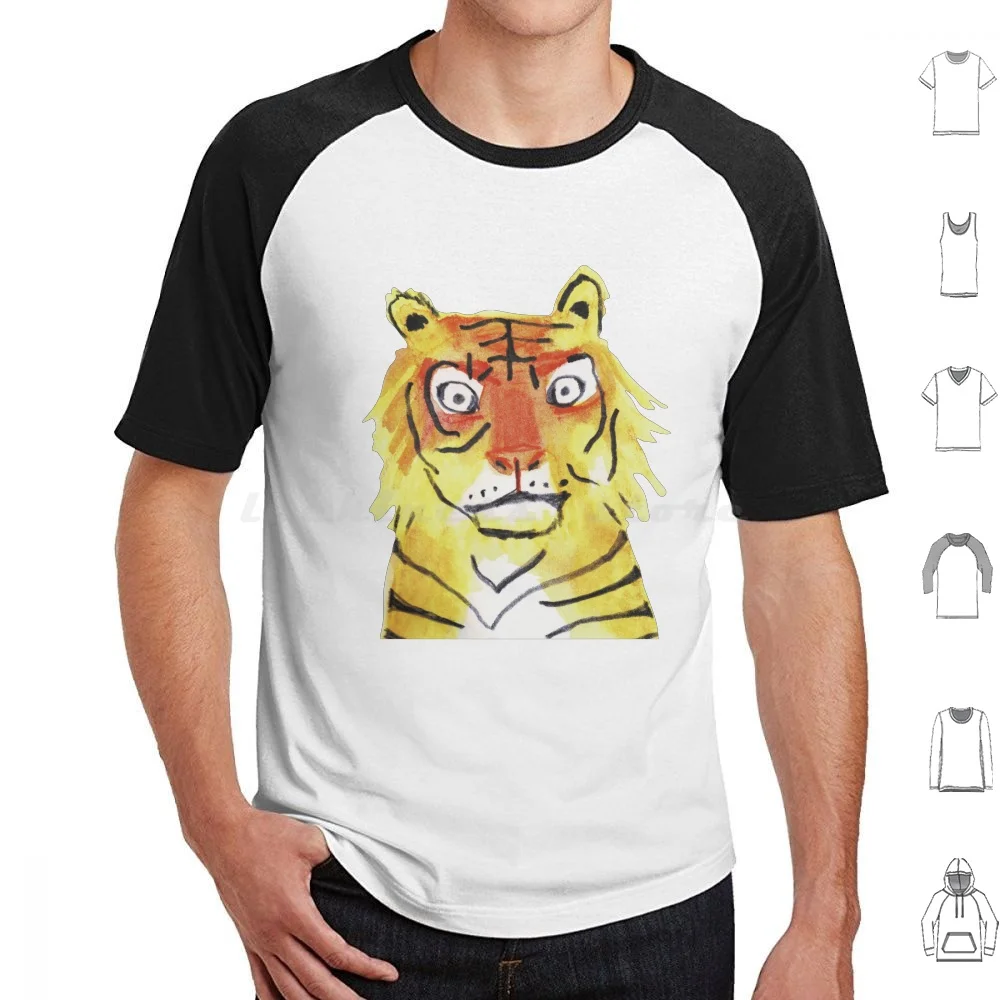 Tiger Too T Shirt 6xl Cotton Cool Tee Tiger Cute Animal Zoo Wild Wildlife Saryandsaff Sary And Saff Yellow Orange Red Stripes