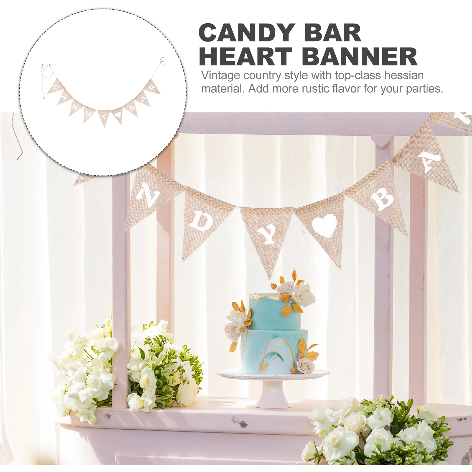 

Hessian Burlap Heart Banner Perfect Wedding Gift Box Decoration Vintage Country Style Triangle Flags for Party Decoration Banner