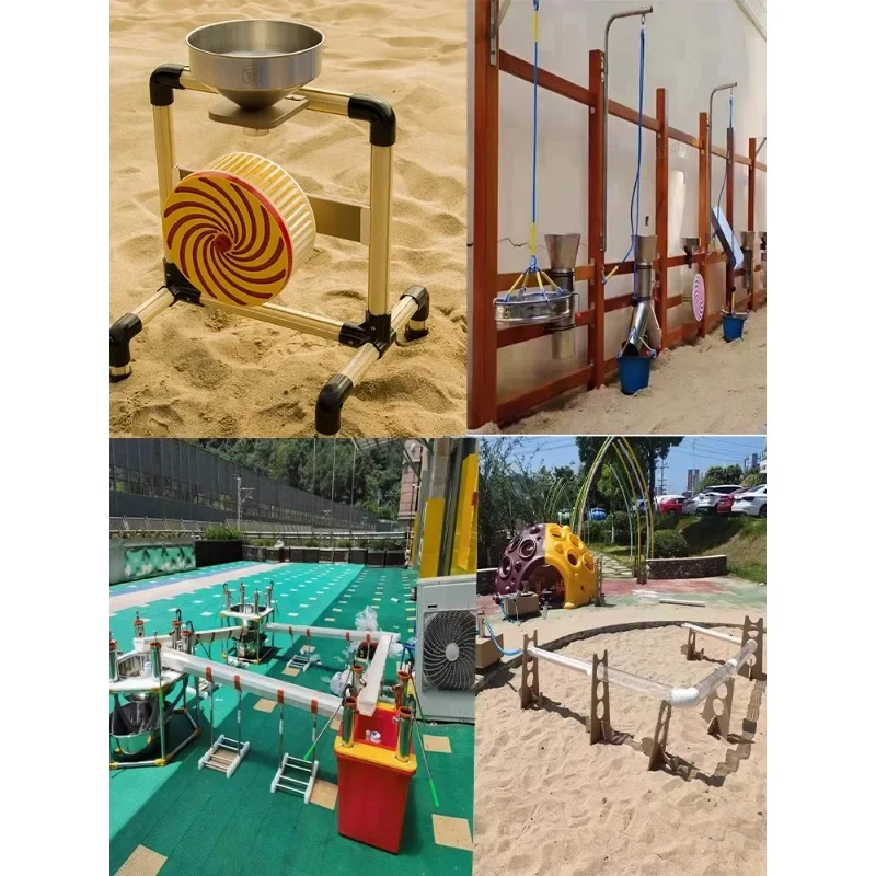 

Kindergarten sand pool area water toys children's playground outdoor wooden sand play equipment pumping well water pipe