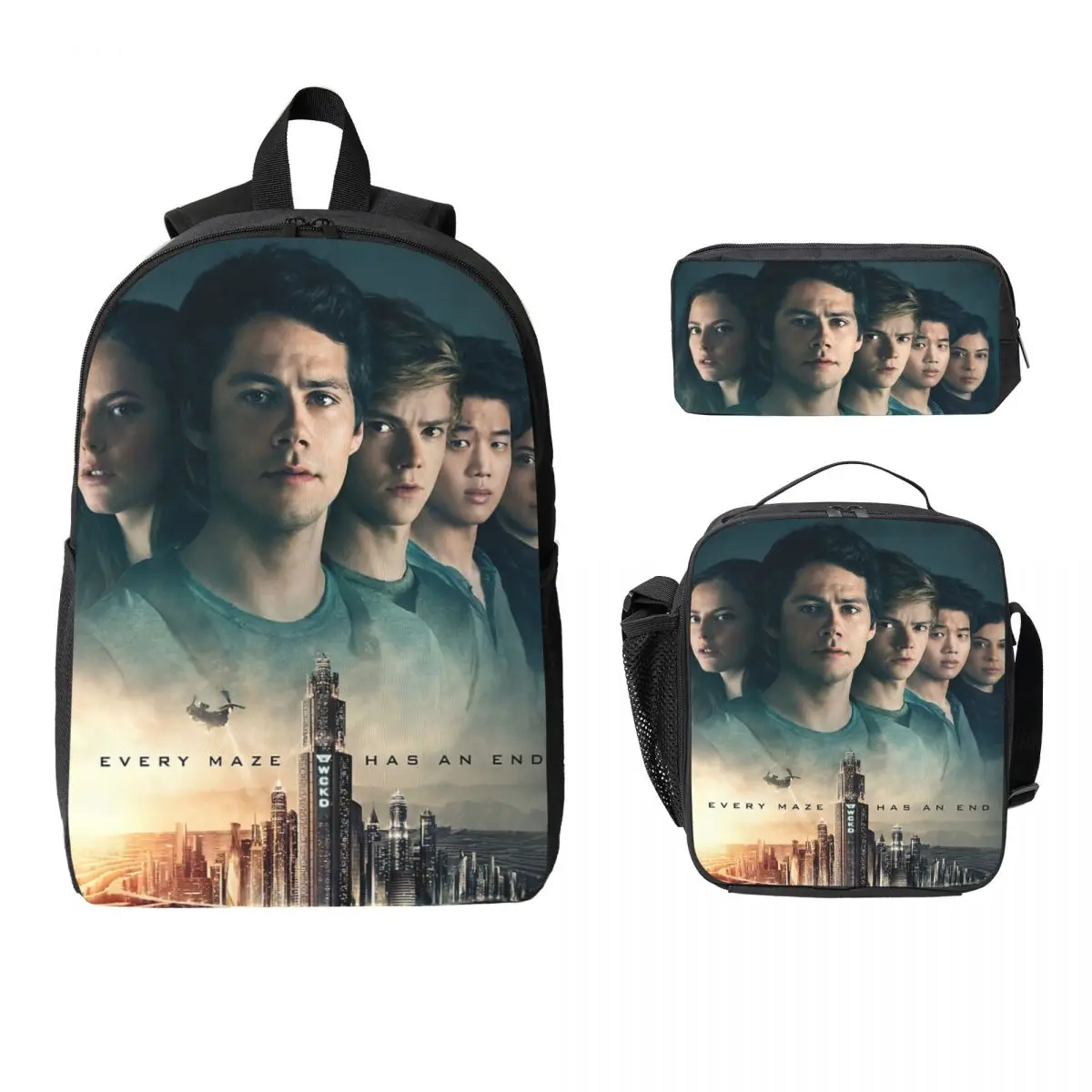 

Maze Runner The Death Cure Backpack Student Boy Girl BookBag School Bag Laptop Shoulder Bags 3ps Insulated Lunch Bag Pencil Case
