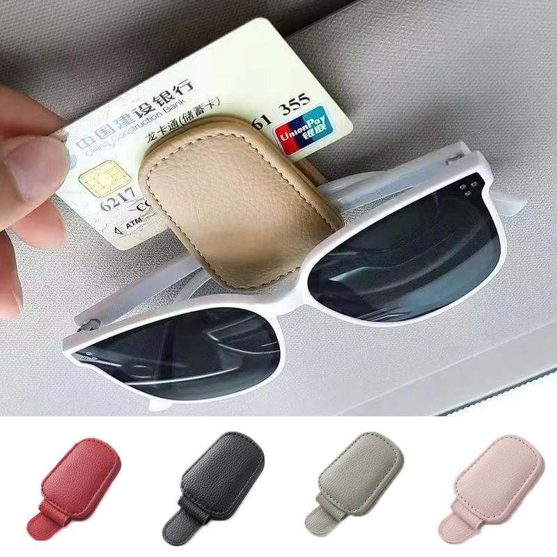 

1PCS Sunglasses Holder Is Suitable for Car Sunshades Magnetic Leather Sunglasses Clip and Ticket Clip Car Sunshade Accessories
