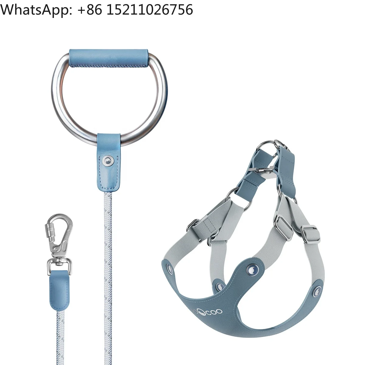 

Luxury Dog Accessories Adjustable Leather Dog Leash and Harness Set with Safe Reflective Strip High Strength Nylon Rope