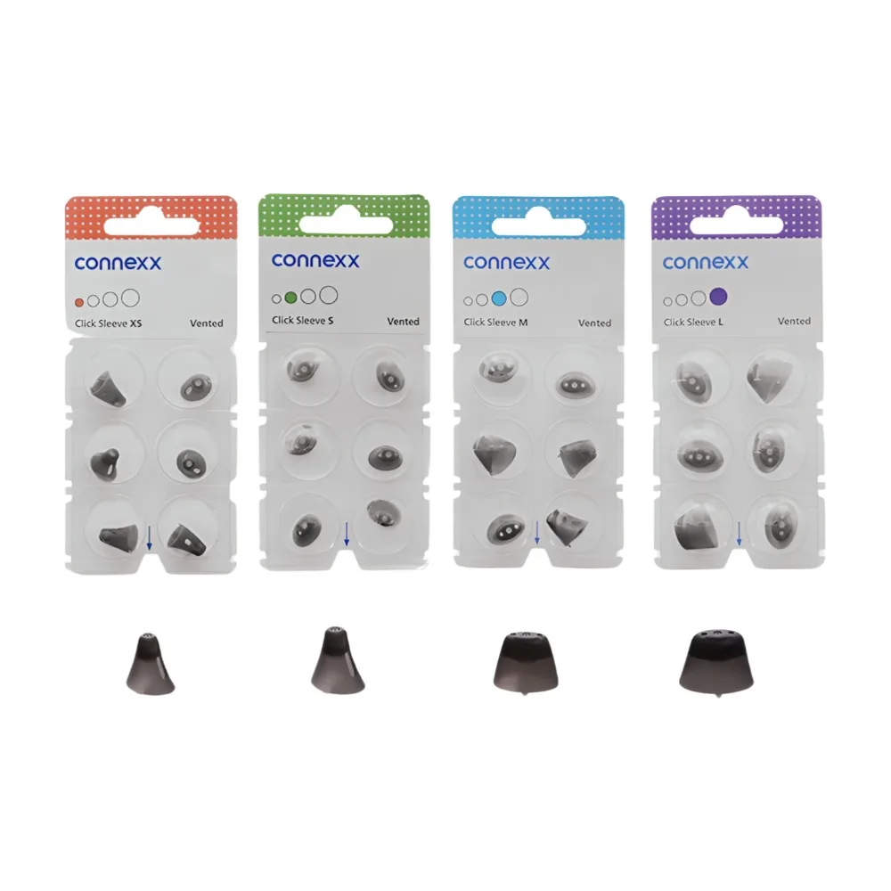 Connexx Click Sleeve Original Silicone Ear Domes 6 Pieces of Closed Vented Ear Tips Suit for Signia Rexton CIC ITC RIC Models