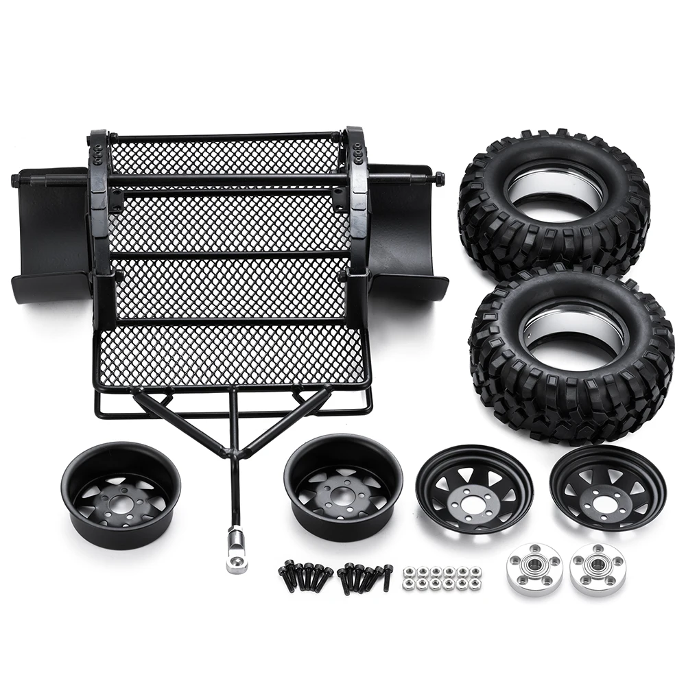 MIBIDAO Heavy Duty Metall Anhänger für TRX4-M Axial SCX24 FCX24 1/18 1/24 RC Auto Upgrade Teile Zubehör