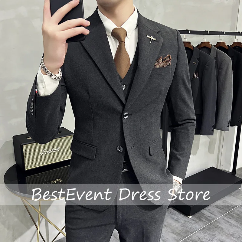 High End Brand Boutique Solid Color Mens Casual Business Office Suit Groom Wedding Suits Party Blazer Trousers Customized