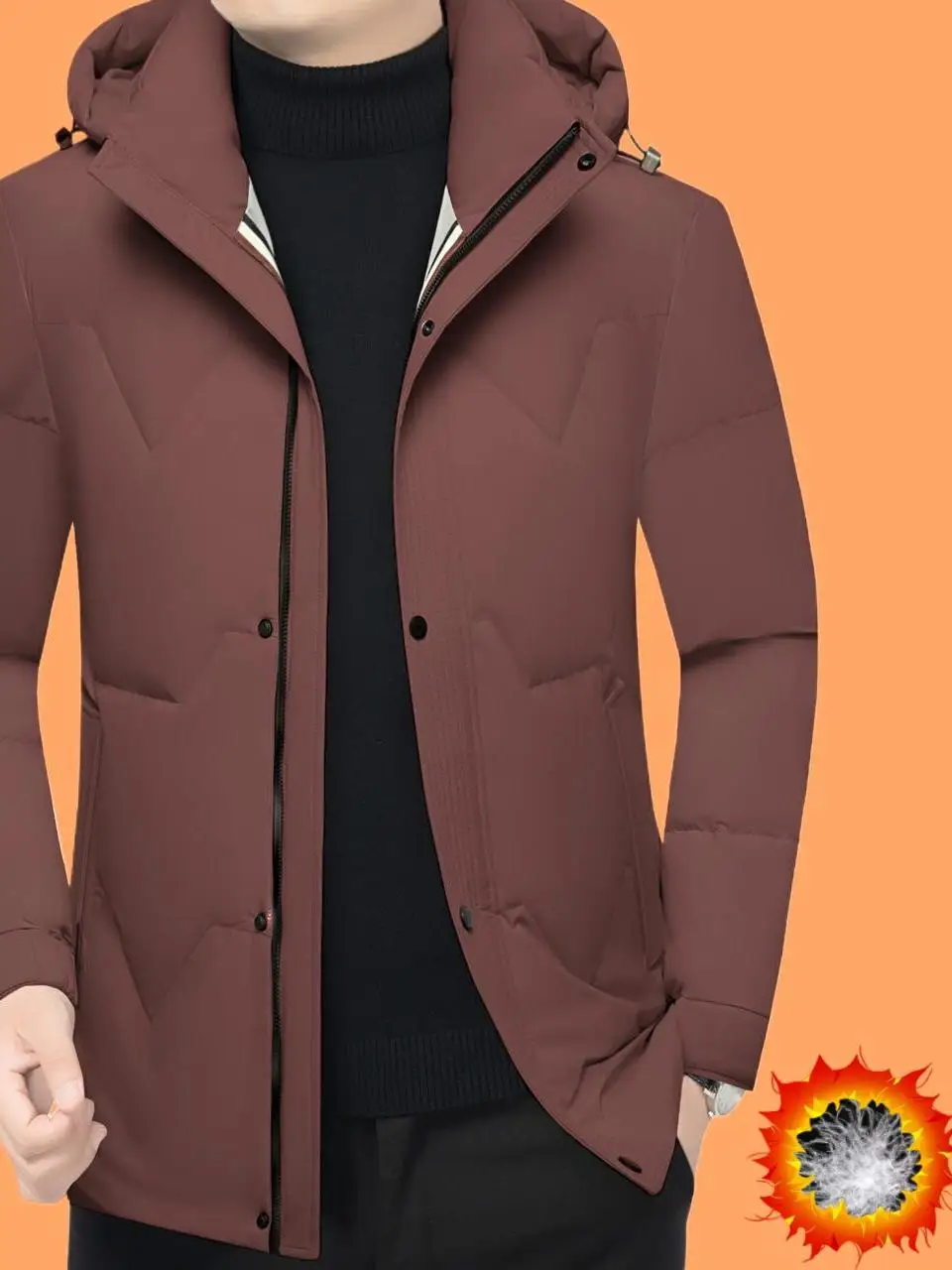 

Faionable Casual ex Hooded down Jaet Thi Warm Winter Coat for Middle-Aged Men Trendy Lightweight Luxury Outerwear