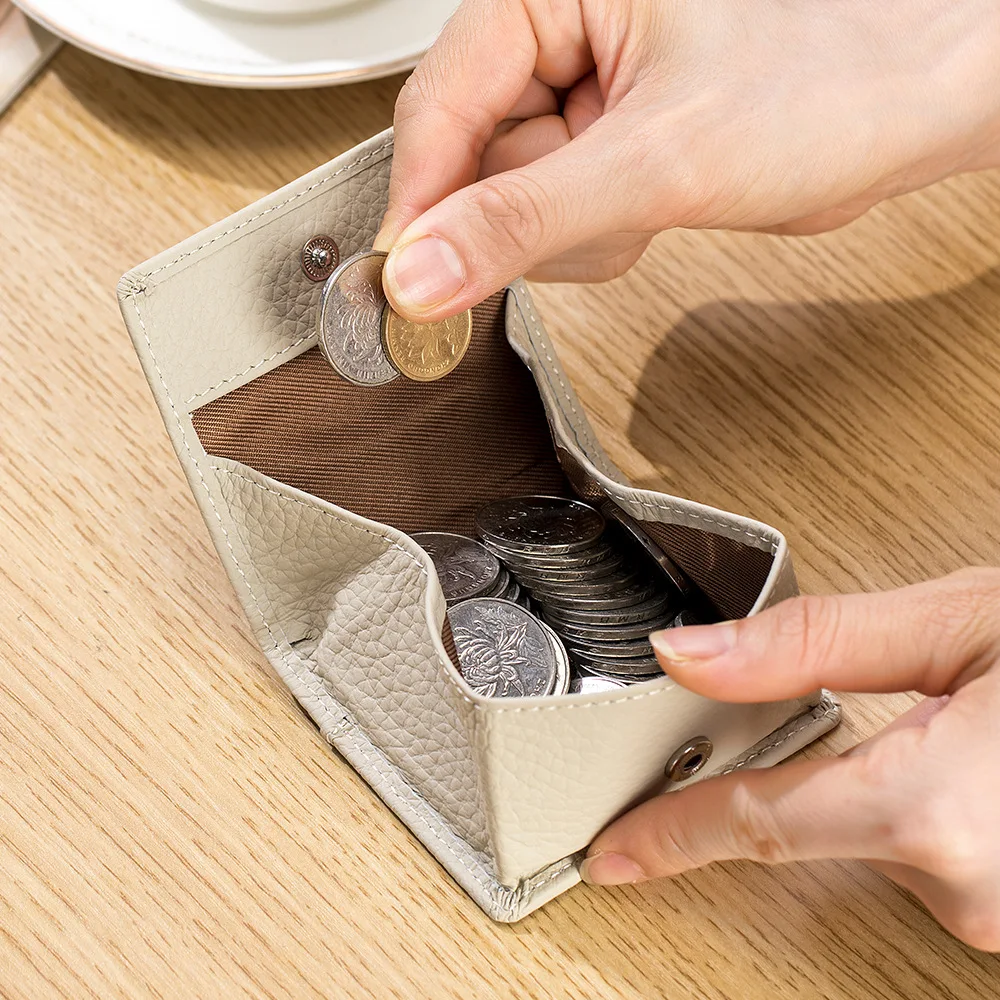 Prawdziwa skóra Unisex portfel luksusowy Design słynnej marki Hasp kwadratowy portfel dziewczyny Mini portfel kobiet małe portmonetki — zdjęcie 5