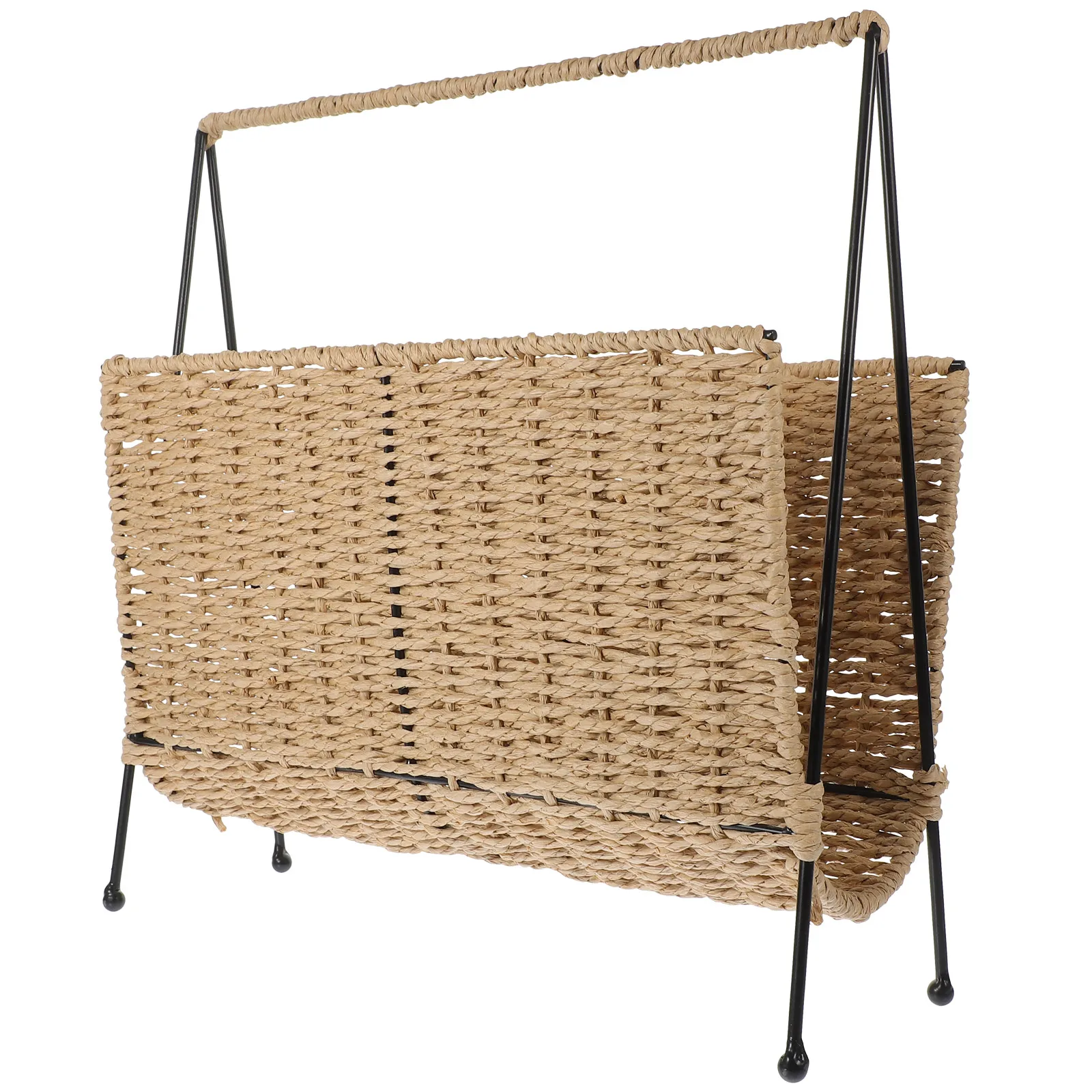 

Rustic Style Woven Storage Basket Natural Handmade Snack Sundries Organizer Home Decor Japanese Iron Frame Basket
