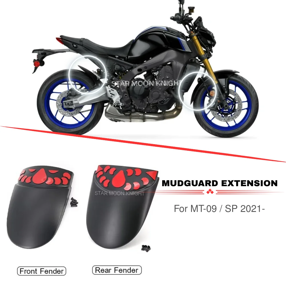 

Motorcycle Fender Extension For Yamaha MT09 MT-09 MT 09 SP 2021- Front / Rear Mudguard Extender Splash Guard Hugger Extension