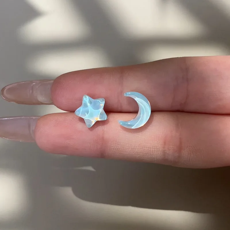 925 Sterling Silver Cute Aurora Star Moon Stud Earrings For Woman Christmas Gifts Piercing Jewelry Aretes De Mujer Party Gifts