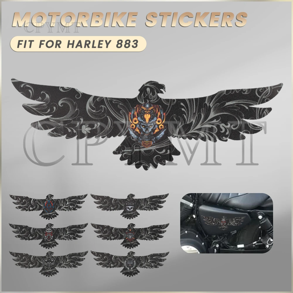 Eagle Stickers Motorcycle Side Battery Fairing Cover Stickers Left Right Guard Decal Fit For Harley Sportster XLIron 883 1200 48