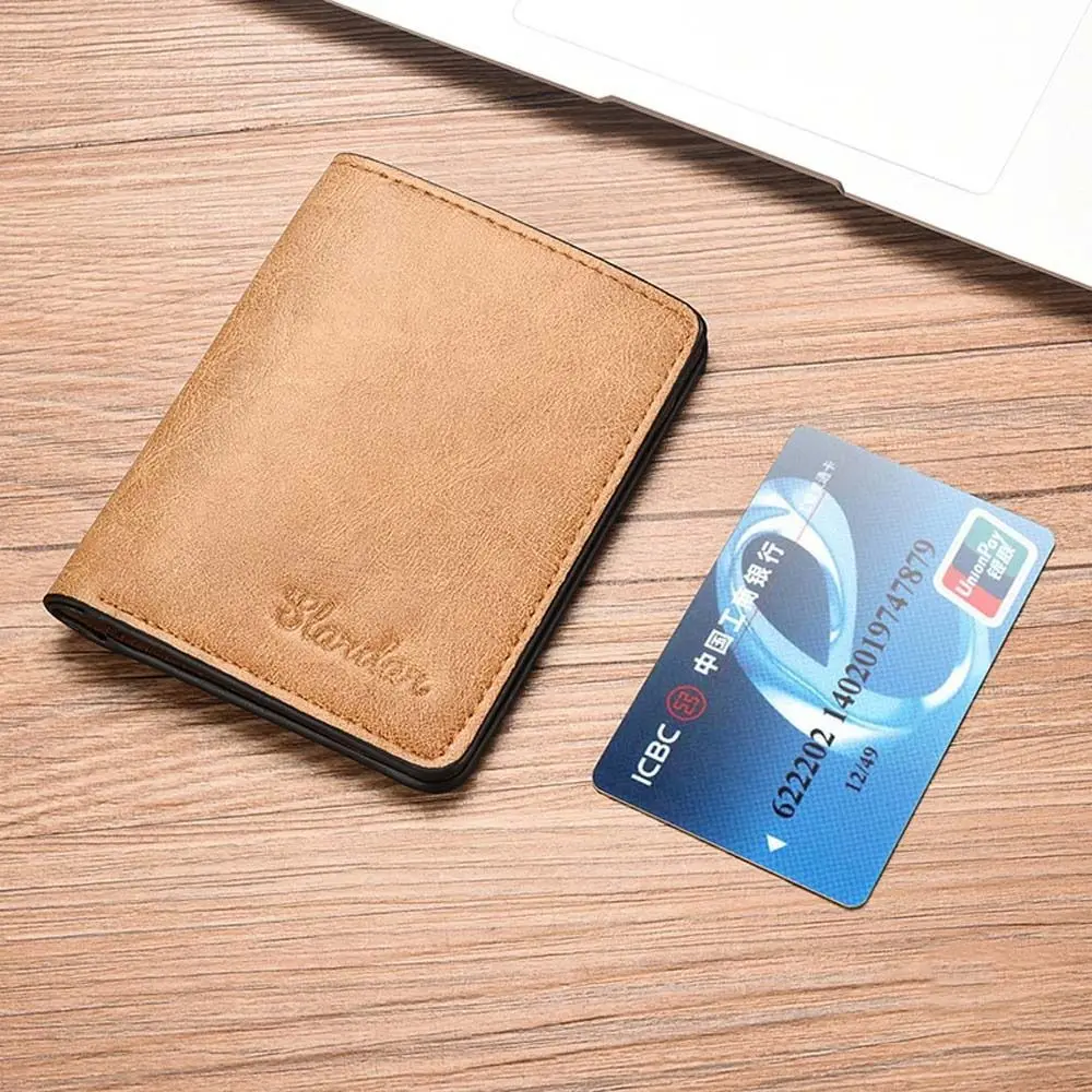 

Brown Portable Multi-slot Cash Clip Mini Money Bag PU Leather ID Card Cover Men Wallet Business Card Holder Coin Purse