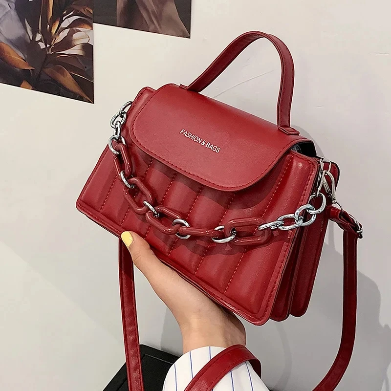 Luxury Chains Crossboday Bag for Women PU Leather Shoulder Messenger Bags New Casual Top-handle Bag Brands Handbags sac