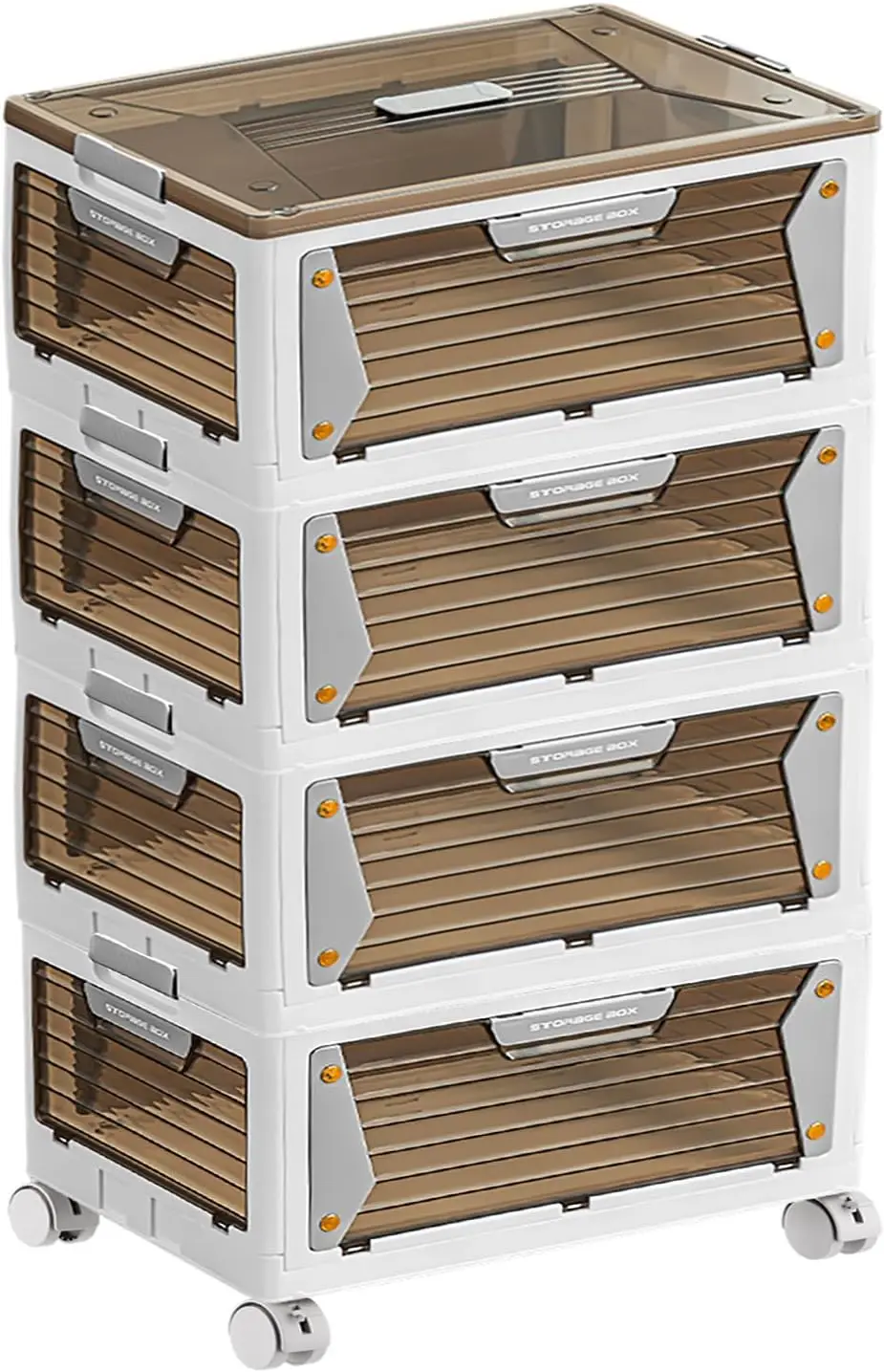 

Storage Organizer With Wheels，Storage Containers with Lids, Collapsible Storage Box With Handle