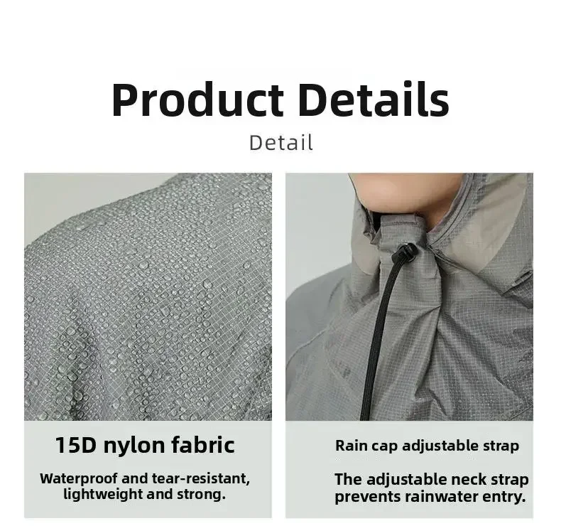 3F UL GEAR Spilt Rain Poncho Pants Ultraleichte Regenmäntel aus 15D-Nylon, wasserdicht, für Radfahren, Camping, Wandern – Detail 14